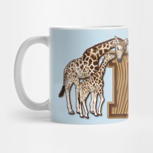 Mom and Baby Giraffe Monogram L Mug